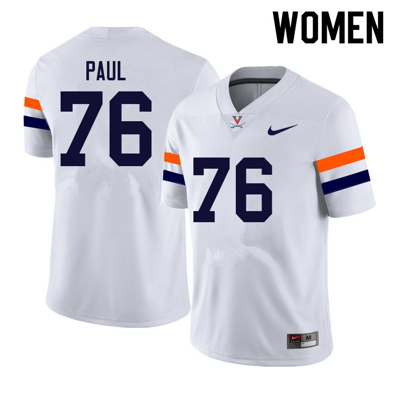 Women #76 John Paul Virginia Cavaliers College Football Jerseys Sale-White - Click Image to Close